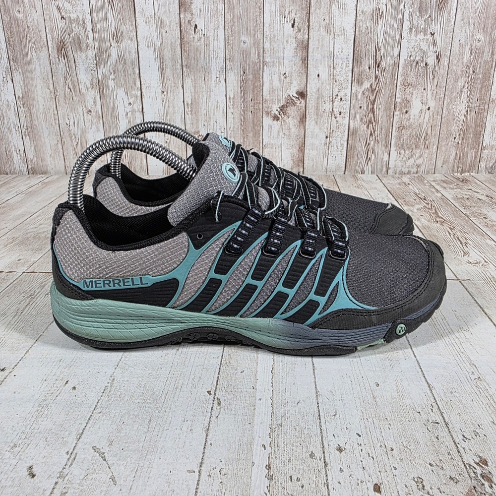 Merrell All Out Fuse Womens 8 Black Eggshell Blue Trail Running Shoes J06332